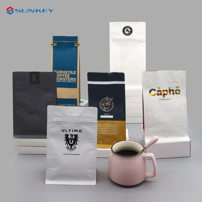 Плоские нижние сумки кофе сумки кофе чая упаковывая Compostable с клапаном и молнией